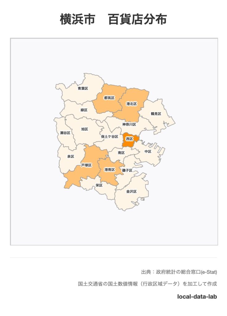 横浜市の百貨店分布
